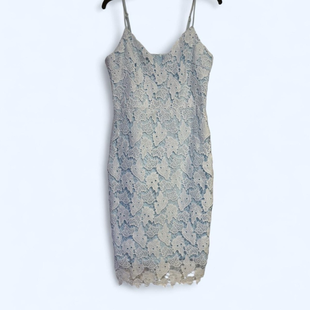 Eilly Bazar baby blue lace bodycon midi dress XL